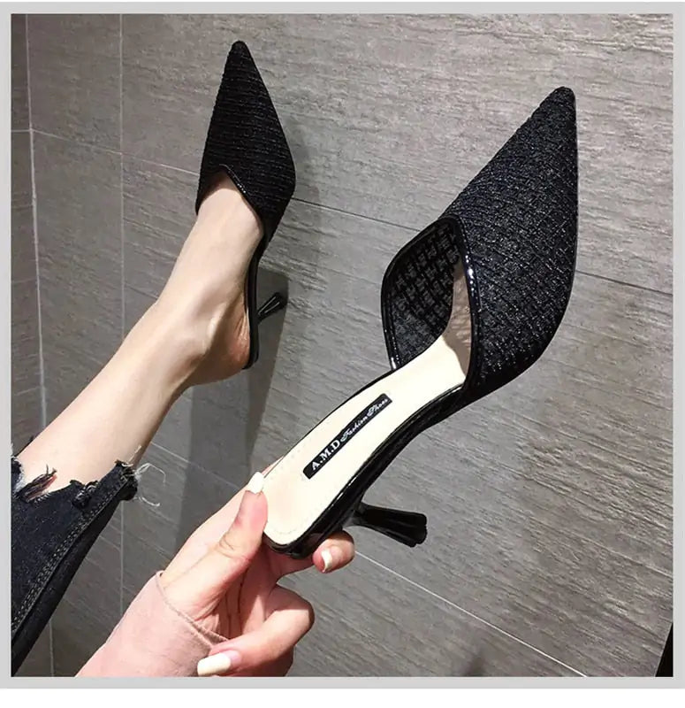 Ladies Pointed Toe Kitten Heel Pumps