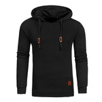 Men’s black long-sleeve hooded top.
