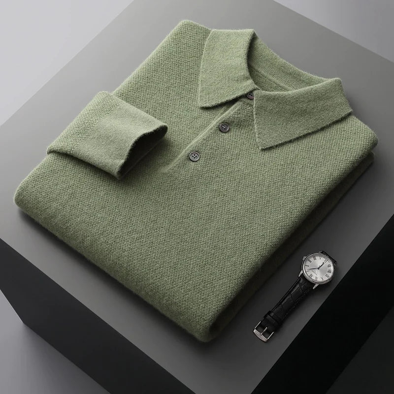 Solid Colour Polo Collar Cardigan