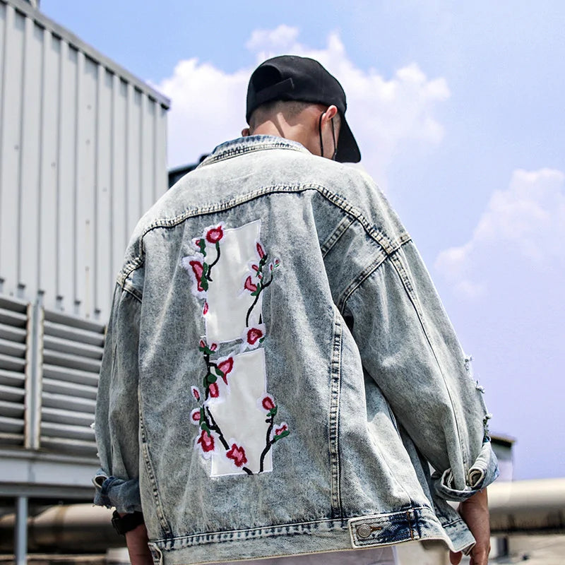 Flower Embroidered Jeans Coats Jacket