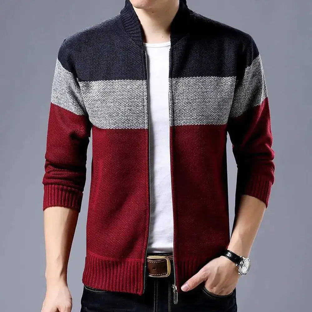 Men's Triple Colour Tone Thick Cardigan