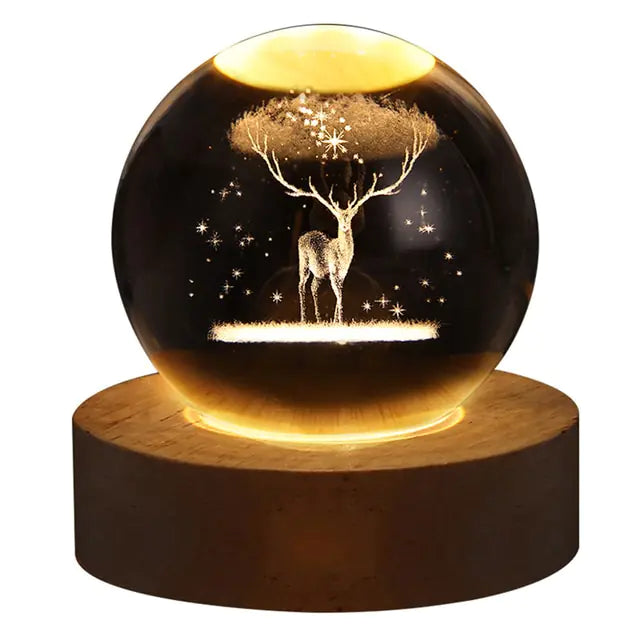 3D Engraved Images Crystal Sphere Lamp