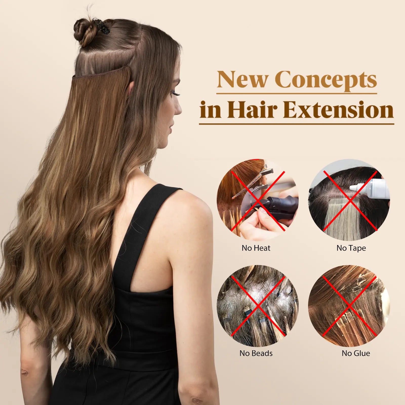 Synthetic Wave Invisible Clip-in Hair Extension