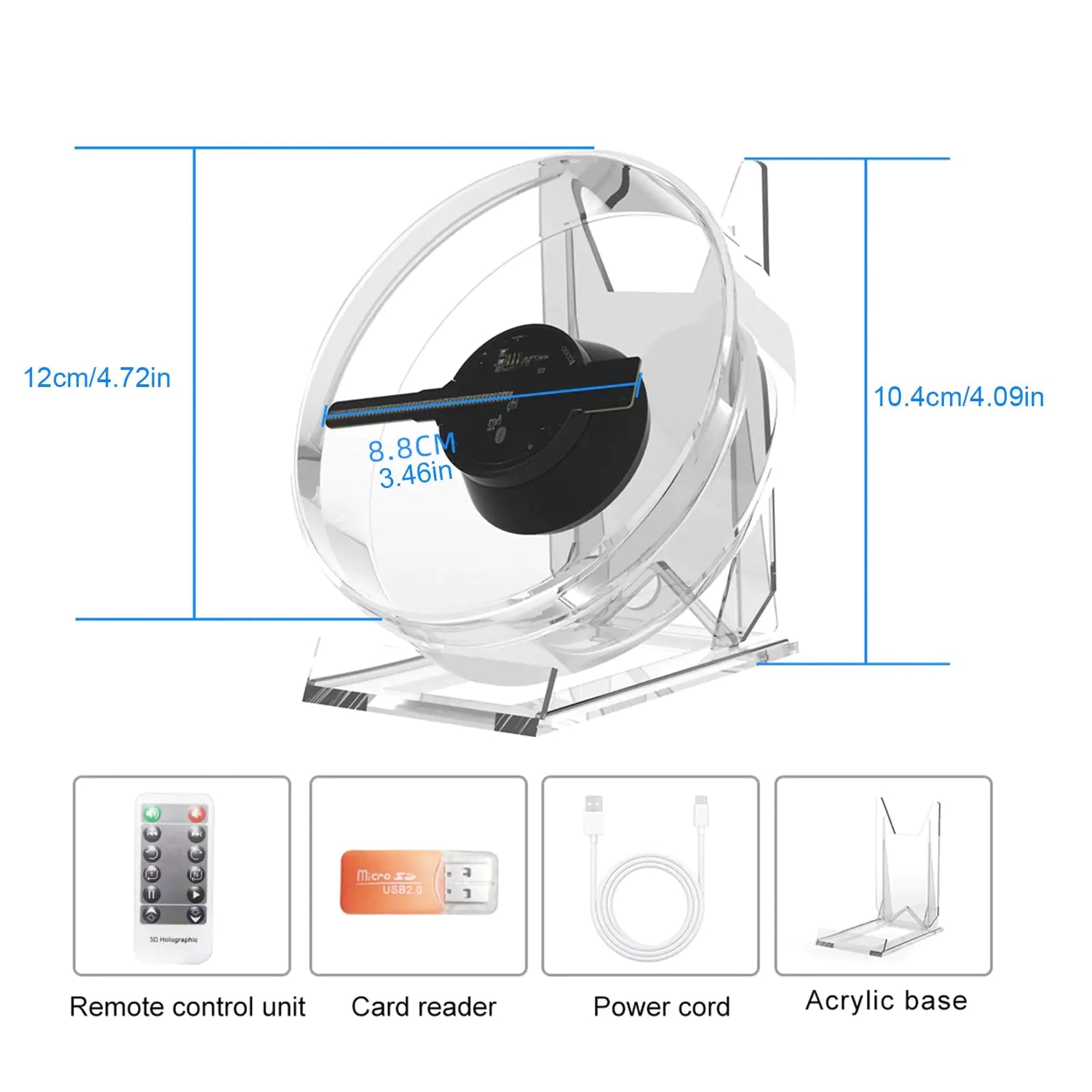 "Futuristic 3D projector with audio capabilities for immersive experience"