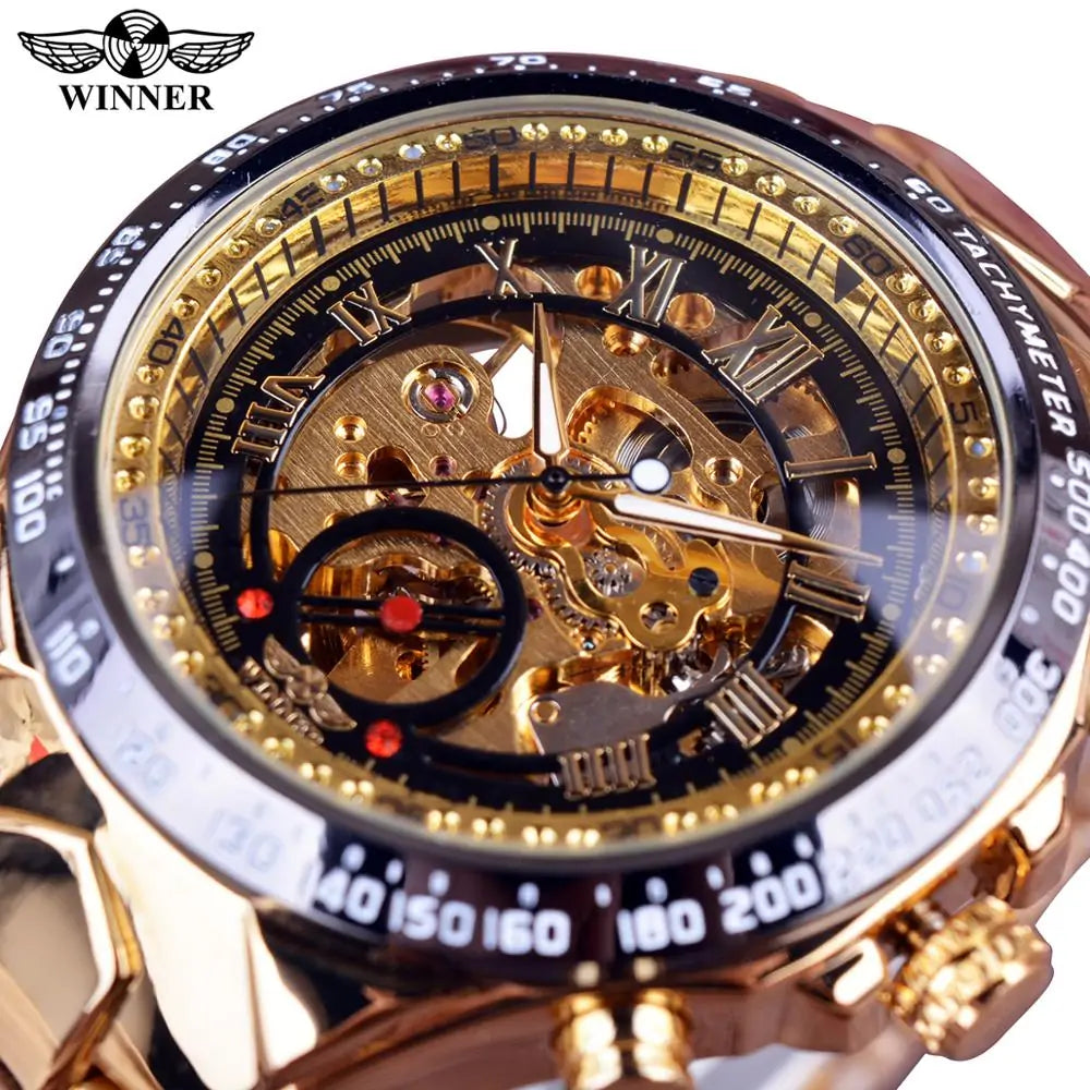 Men's Mechanical Sport Gold Watch