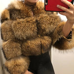 Brown faux fur cropped jacket