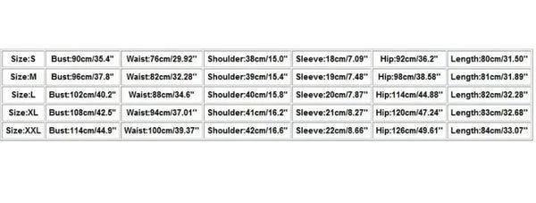 Women's Casual Pocket Jumpsuit Size Chart