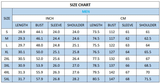 Hooded Medieval Coat Size Chart