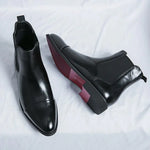 Men's Red Bottom Chelsea Leather Boots