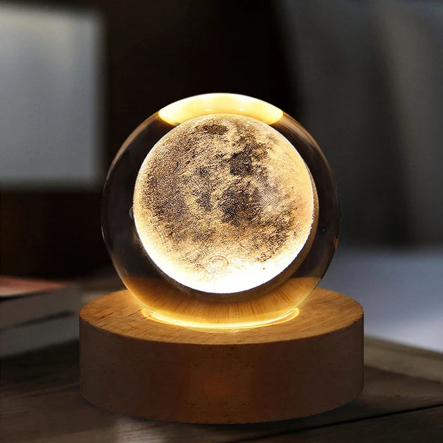 Exquisite 3D Moon Crystal Ball Night