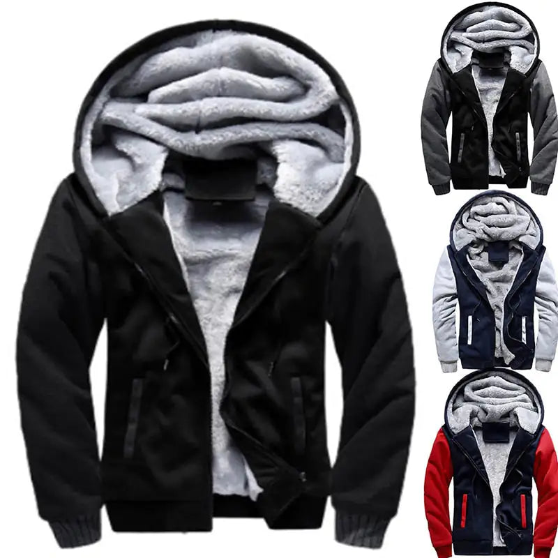 Men's Casual Furry Hoodie Jacket