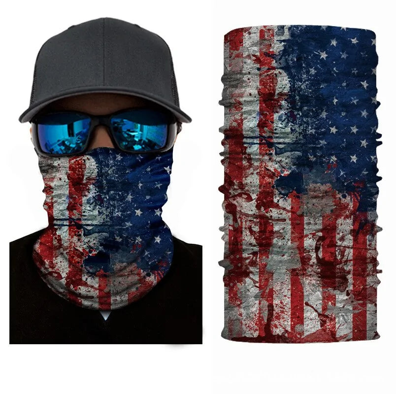 American flag print neck gaiter face cover.
