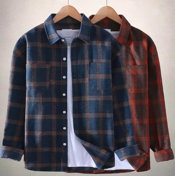 Men's Fashion Casual Plaid Long Sleeve Shirt