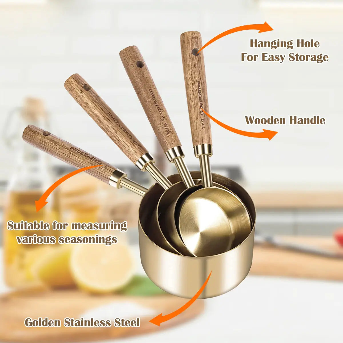 STOMART.CO.UK 8-Piece Measure Cup and Spoon Set Kitchen Free Text