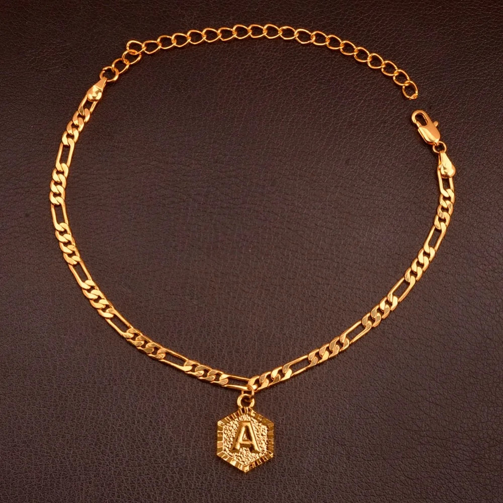 STOMART.CO.UK Extender Chain A-Z Initial Letter Anklet for Women Anklet Initial Letter Anklet Jewellery Free Text