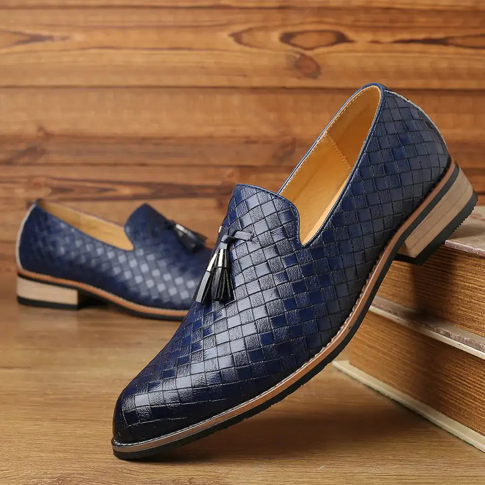 Men's Vintage Patterned Vegan Leather Loafers