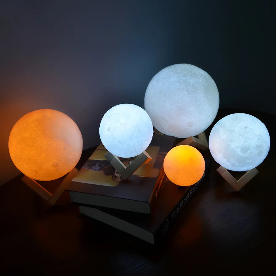 Printed Design Rechargeable LED Moon Lamp