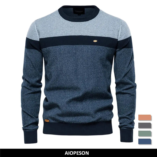 Men's Spliced Cotton Jumper Sweater