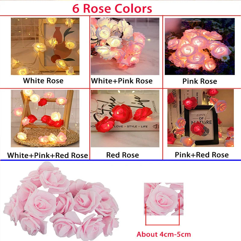 LED Rose Flower Fairy Lights