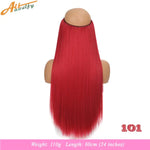 Back view of a mannequin head wearing a long, straight bright-red hairpiece that falls to mid-back; text at the bottom reads “Weight: 110g Length: 60cm (24 inches),” with “101” in the lower-right corner.