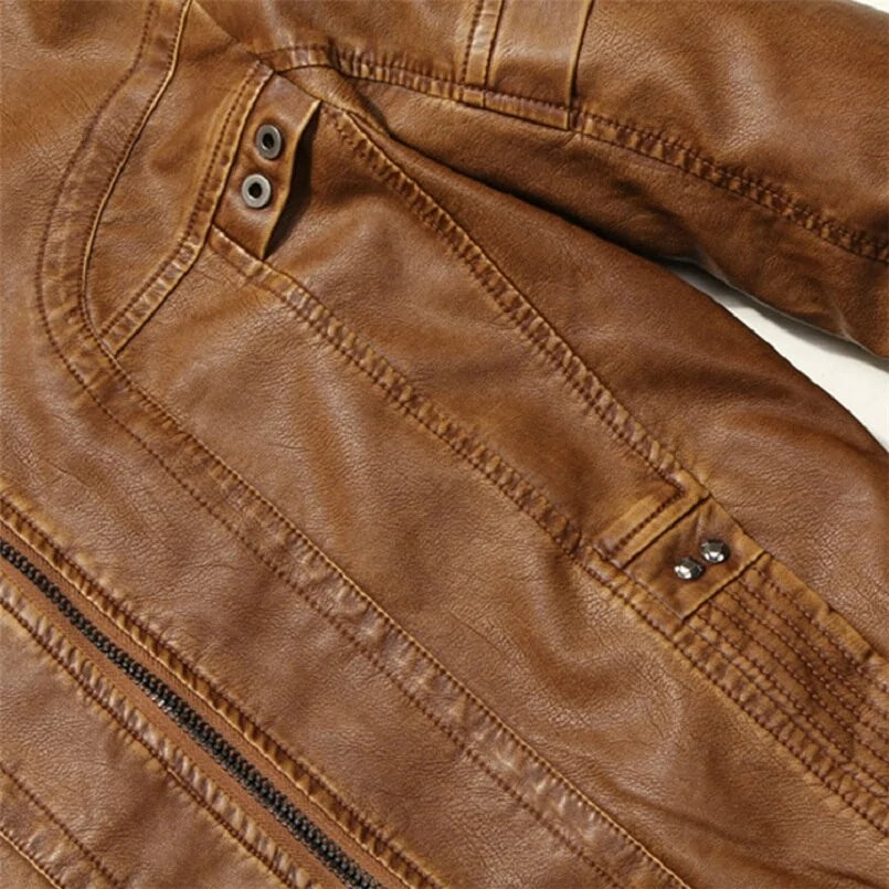 Tailored Fit Men's Zipper Leather Jacket