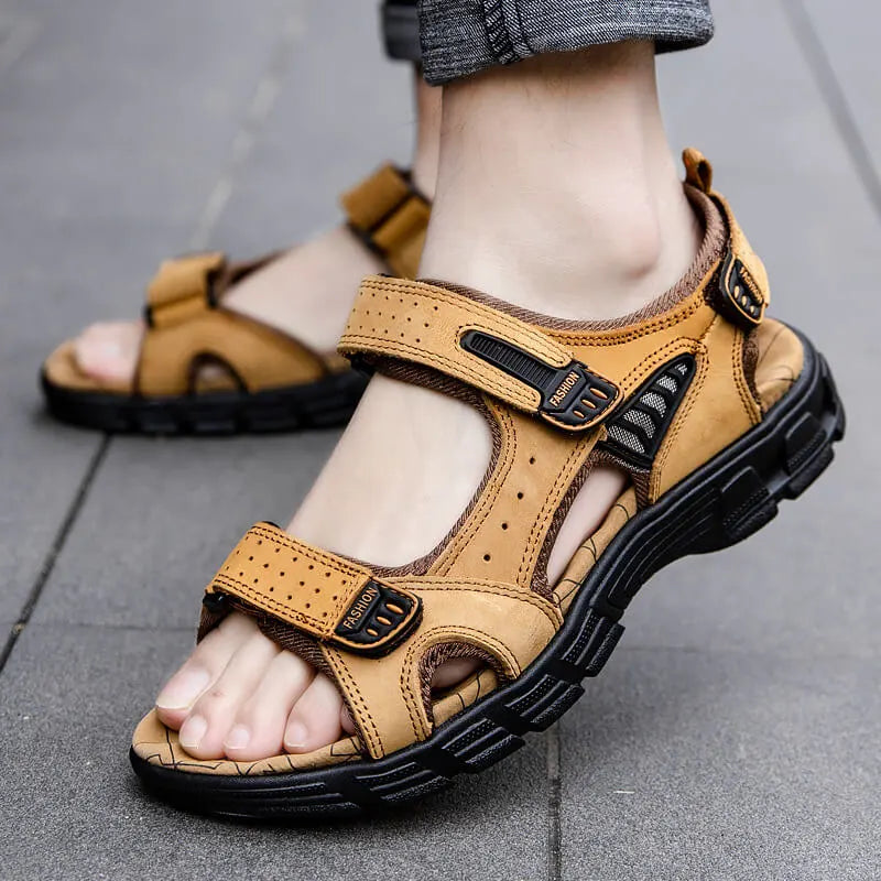 Easy-Fit Leather Sandals for Men