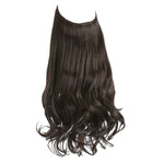 Long dark brown clip-in hair extension with smooth roots and loose wavy ends, shown isolated on a white background.