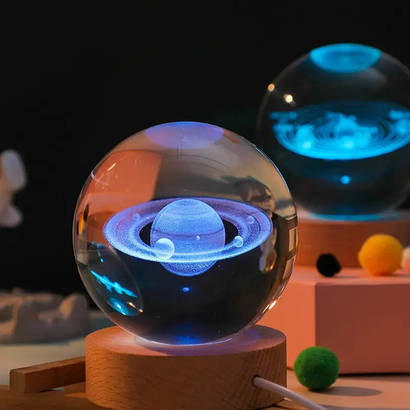 Wooden Base Crystal Night Ball