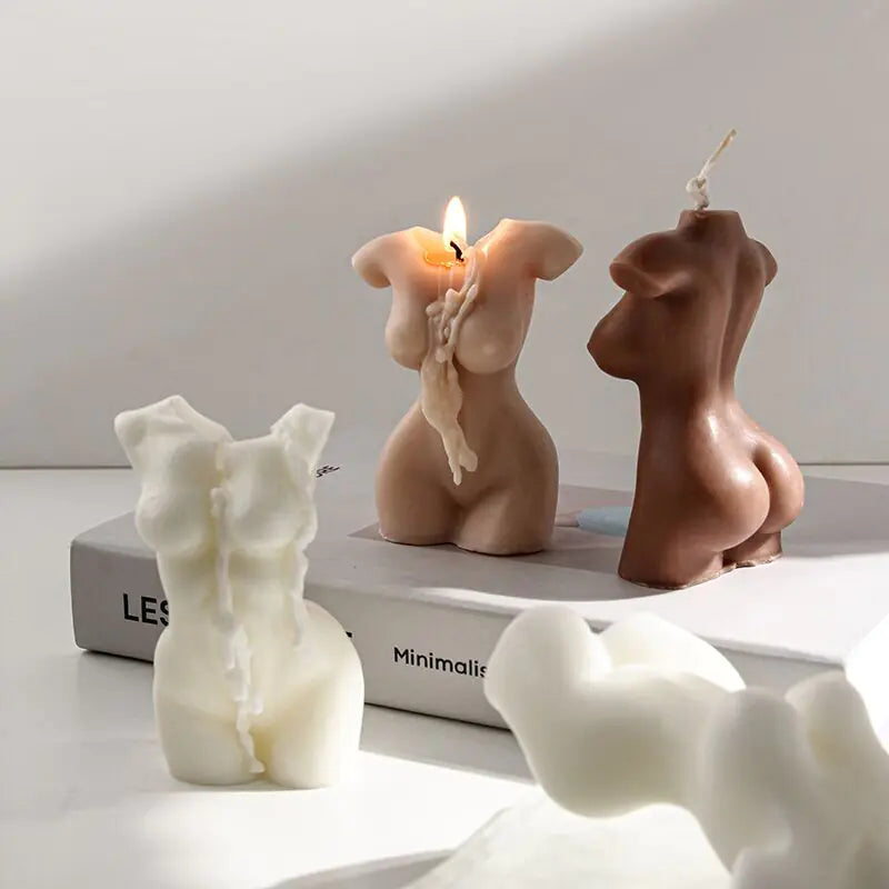 Sculpted body candle with artistic design