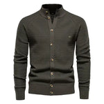 Men's Buttoned Mock Neck Knit Cardigan