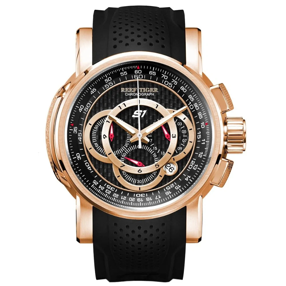 RT Luxury Leather Gear Strap Wristwatch