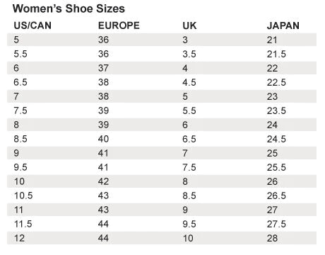 Rainbow Pride Canvas Sneakers Size Chart