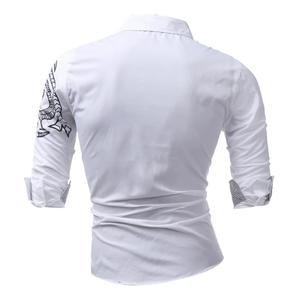 Men's Long-Sleeved Dragon Dress Shirt