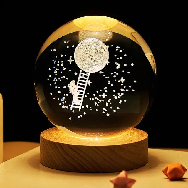 Wooden Base Crystal Night Ball