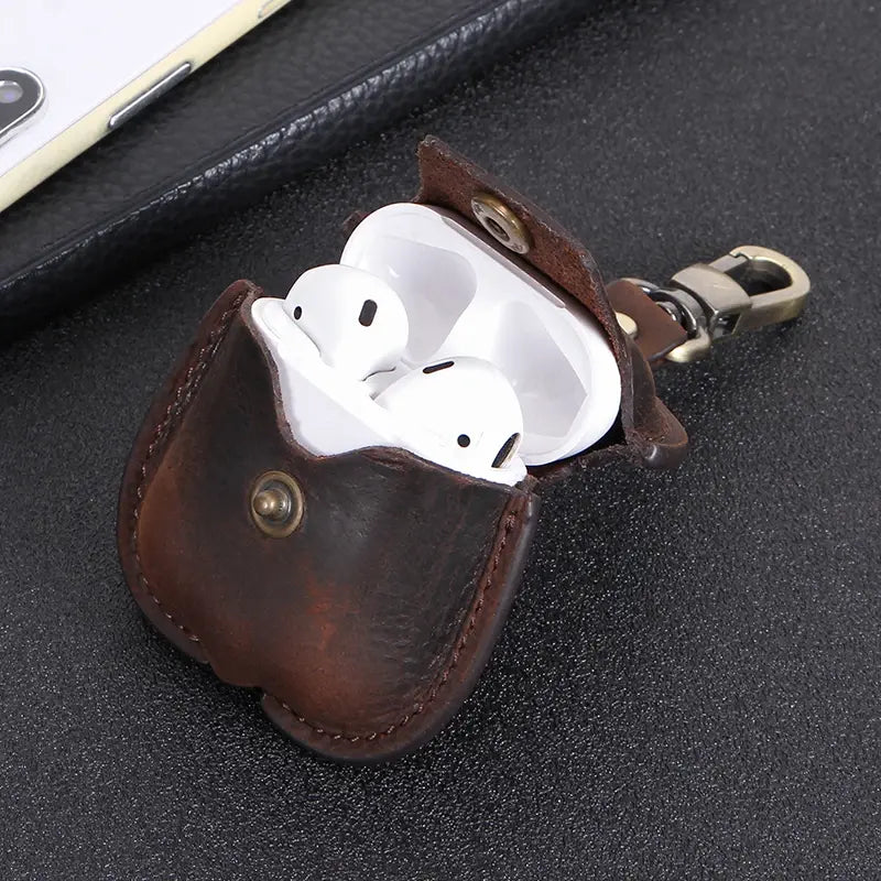 Wireless Earphones Genuine Leather Case