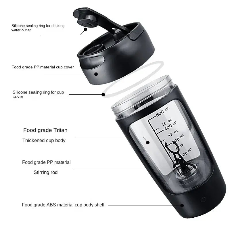 Electric Whey Protein Shaker Bottle