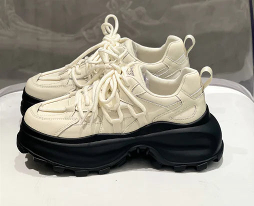Lace-Up Muffin Thick Sole Sneakers for Women