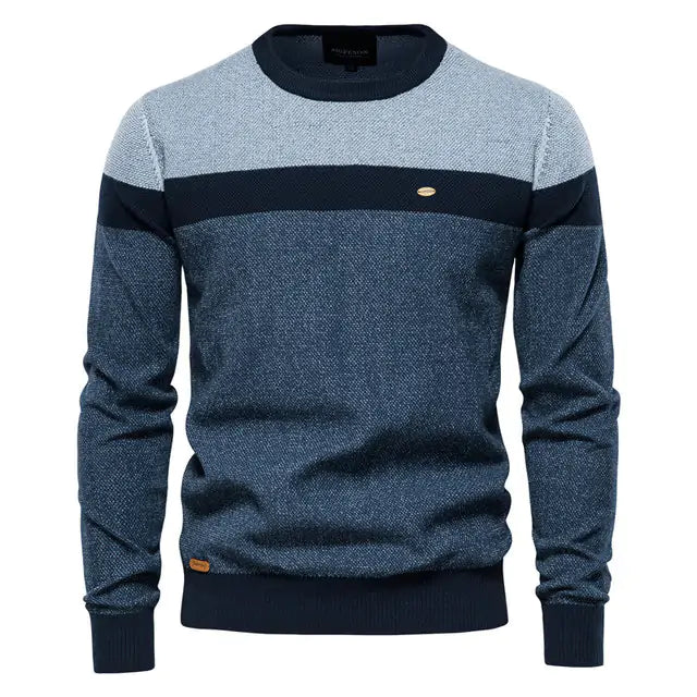 Men's Spliced Cotton Jumper Sweater