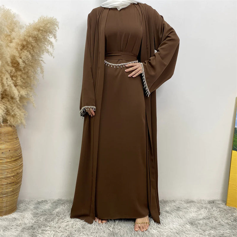 Trendy Women's Sleeveless Dress with Cardigan Set