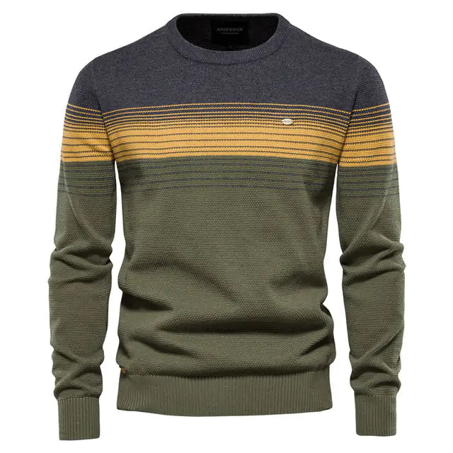 Cotton Sweater with Spliced Detailing