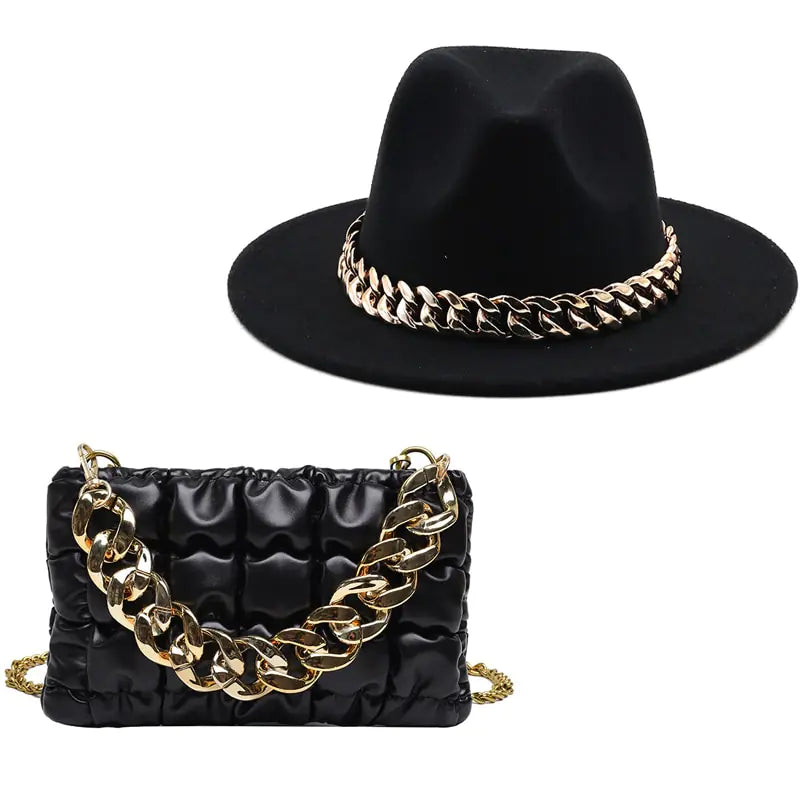 Sophisticated Fedora with Gold Detailing