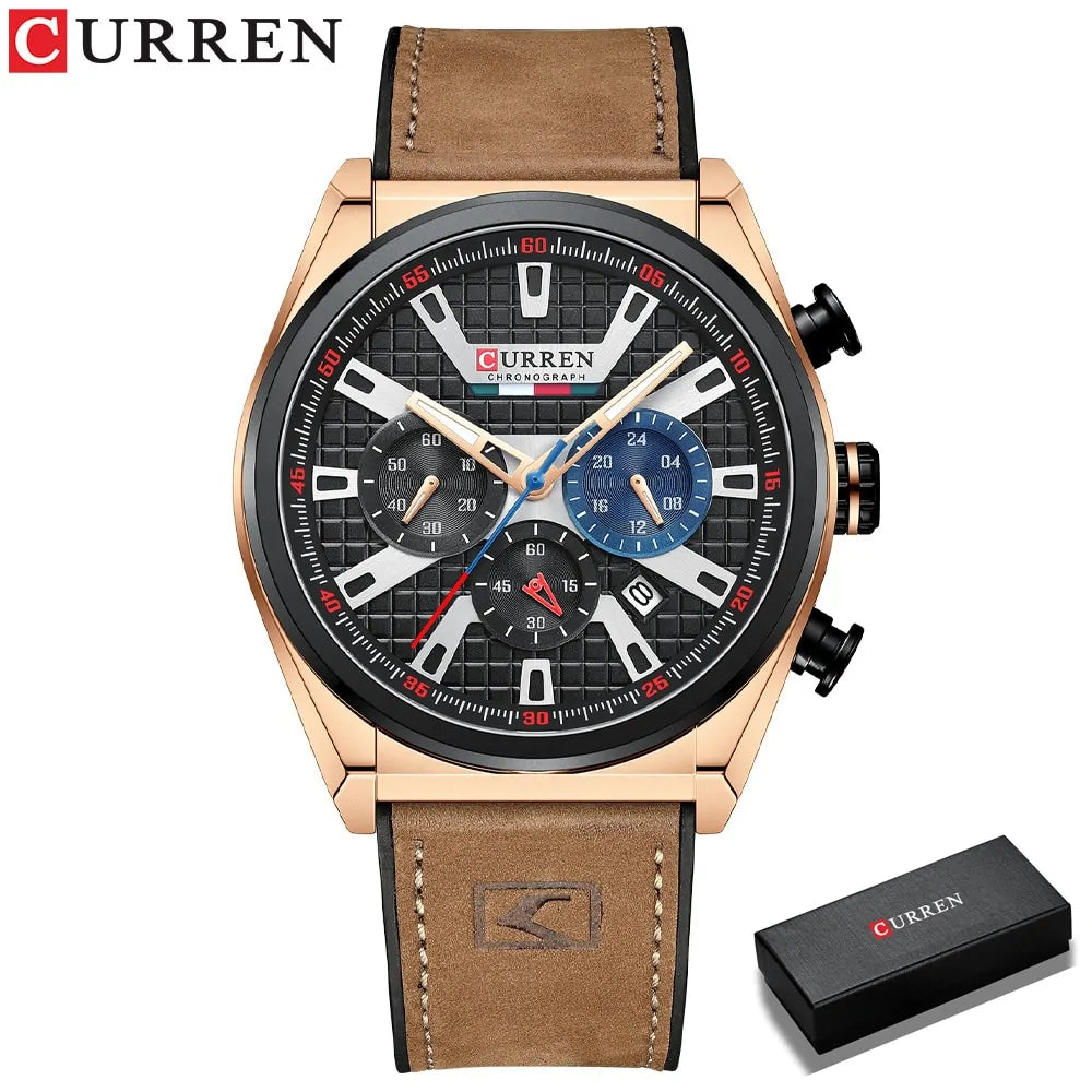 Men's Trendy Quartz Leather Wristwatch