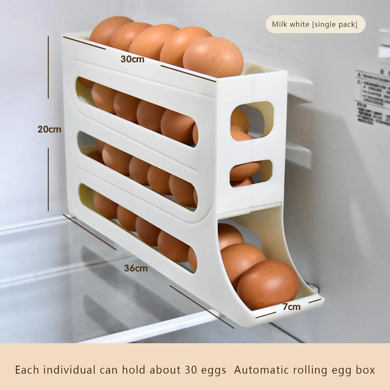 Refrigerator egg organizer with 4 tiers